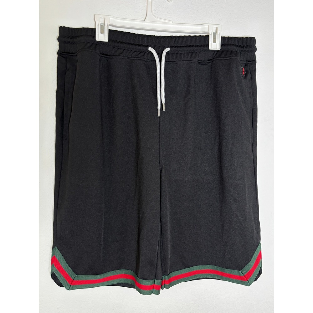 Southpole Mens XXL Basketball Shorts Black Red Green Striped Trim Athletic Mesh